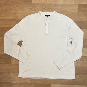 Banana Republic Men's Off-White Textured Long Sleeve Henley